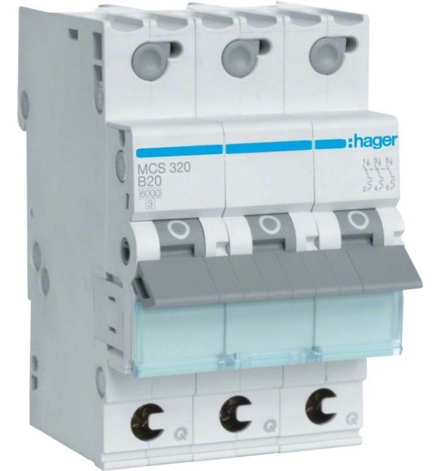 Автоматический выключатель 3P 6kA C-20A QC 3M