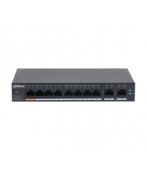 8-портовий керований PoE комутатор DH-CS4010-8ET-60 з 8 портами POE 100Мбіт + 2 порти UP-Link 1000Мбіт, 60Вт, 130&amptimes90&amp