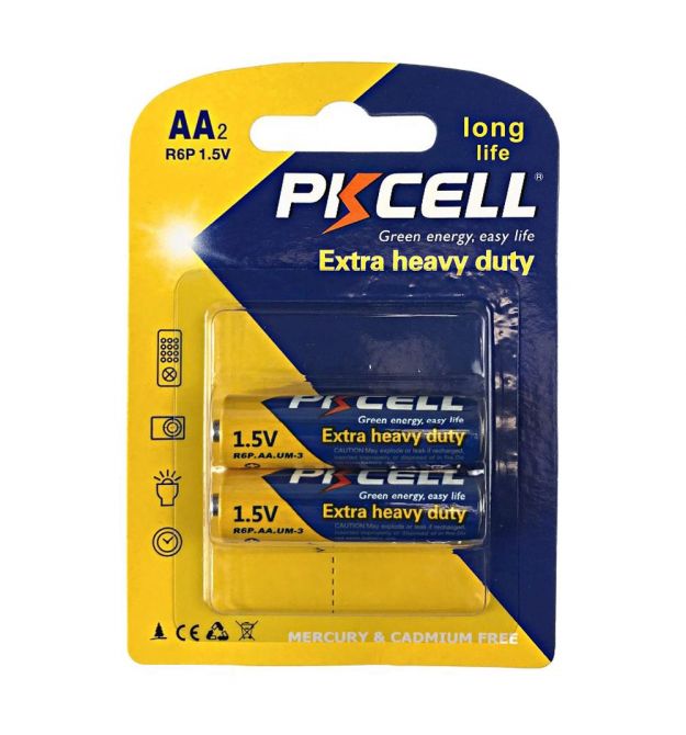 Батарейка PKCELL Extra Heavy Duty AA R6P 1.5V, 2шт./блістер