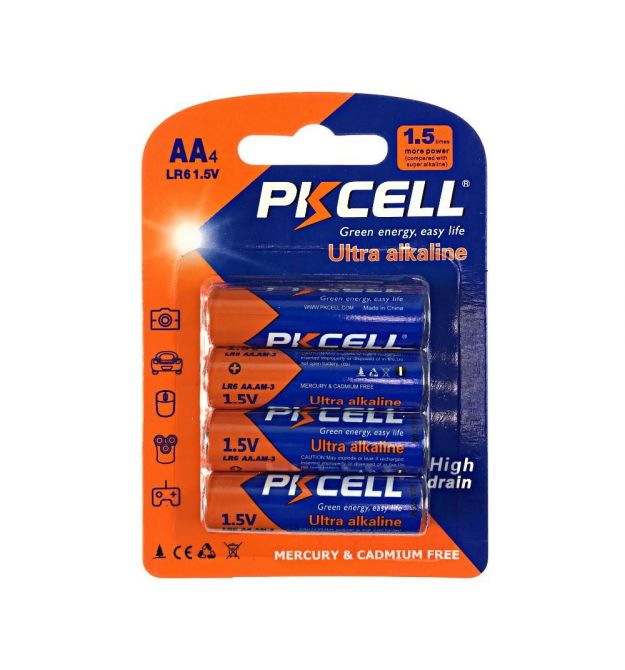 Батарейка PKCELL Ultra Alkaline AA LR6 1.5V, 4шт./блістер
