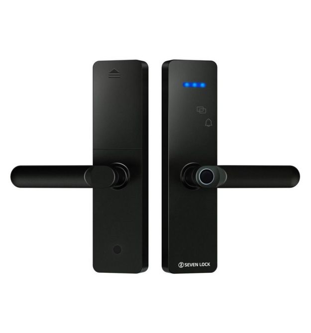 Розумний дверний біометричний замок SEVEN LOCK SL-7740BF black (врізна частина 5050)