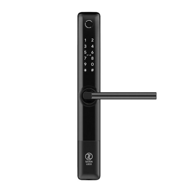 Розумний дверний біометричний замок SEVEN LOCK SL-7762BF black (врізна частина 3585)
