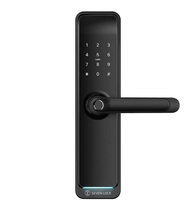 Розумний дверний біометричний замок SEVEN LOCK SL-7767BF black (без врізної частини)