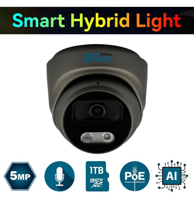 IP-видеокамера 5 Мп SEVEN IP-7215PA-DL black 2,8 мм с умной двойной подсветкой