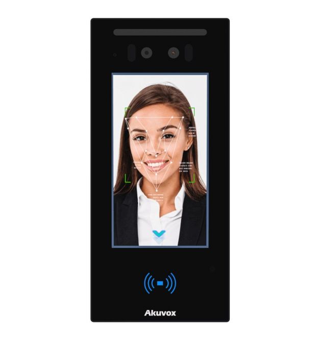 IP-панель виклику Akuvox E16C з біометричним терміналом розпізнавання облич (в масці), температури тіла та зчитувачем RFID карт
