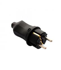 Вилка ERKA 4001 16 А с заземляющим контактом прямая черная