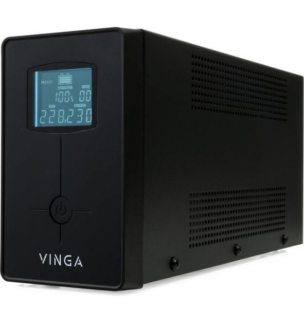Джерело безперебійного живлення Vinga VPC-600MU 600ВА / 360 Вт з LCD-дисплеєм з USB у металевому корпусі