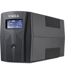 Джерело безперебійного живлення Vinga VPC-800P 800ВА / 480 Вт з LCD-дисплеєм у пластиковому корпусі
