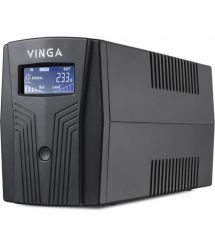 Джерело безперебійного живлення Vinga VPC-800PU 800ВА / 480 Вт з LCD-дисплеєм з USB у пластиковому корпусі