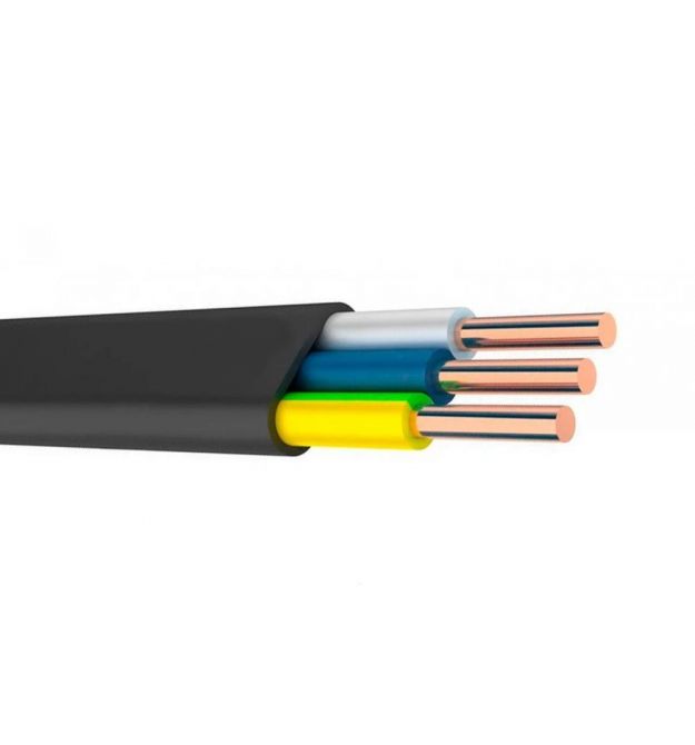 Кабель силовий мідний ЗЗКМ ВВГ-П нг 3x2.5 чорний не поширює горіння (1 метр)