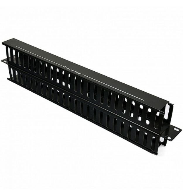 Кабельний організатор CMS 1U з кришкою, двосторонній, чорний