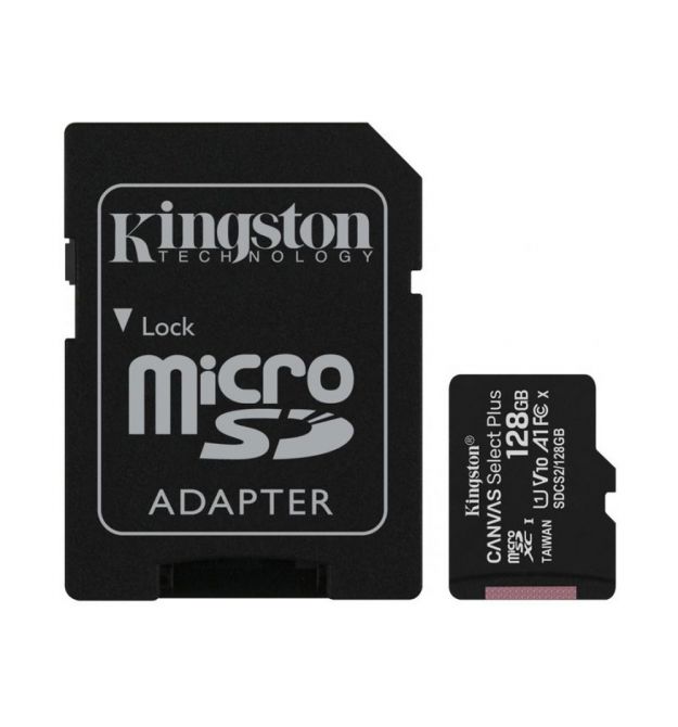Карта пам'яті microSDXC Kingston 128GB Canvas Select Plus Class 10 UHS-I + SD-адаптер (SDCS2/128GB)