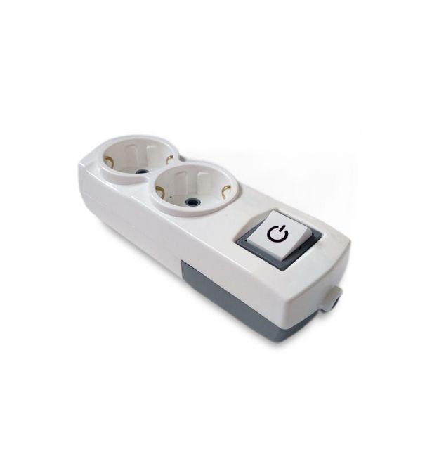 Колодка Sokol на 2 гнізда із заземленням та вимикачем