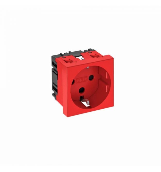 Розетка OBO Bettermann modul 45 із заземленням і шторками 250 В 16 A червона