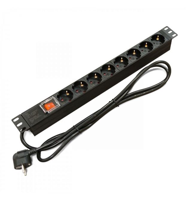 Мережевий фільтр Kingda (KD-GER(16)N1008WKPDY30W19A) чорний, 8 розеток з вимикачем, довжина кабелю 1.8 м