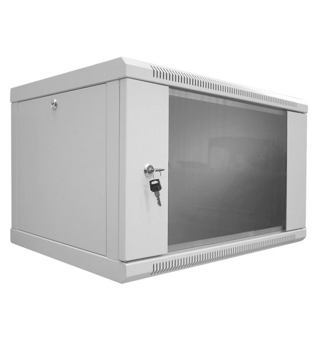 Шафа серверна SteelNet 4U 600 x 350 для мережевого обладнання (скло, сірий)