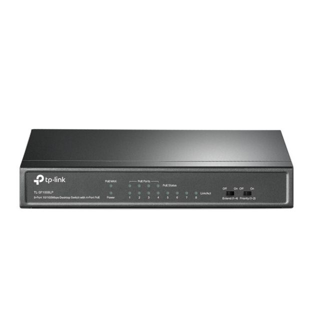 PoE-комутатор TP-Link TL-SF1008LP 8-портовий з 4 PoE-портами некерований