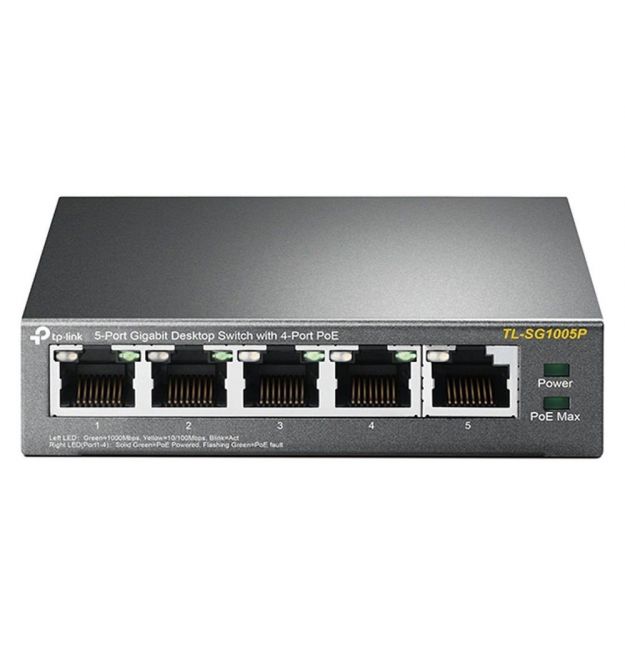 PoE-комутатор TP-Link TL-SG1005P 5-портовий з 4 PoE+ портами некерований