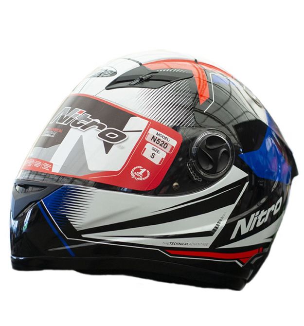 Мотошолом інтеграл Nitro N520 Fortis BLACK/GUN/GREEN (білий, чорний, синій, червоний), розмір XL