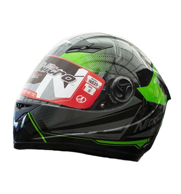 Мотошолом інтеграл Nitro N520 Fortis BLACK/GUN/GREEN (чорний, сірий, зелений), розмір XXL