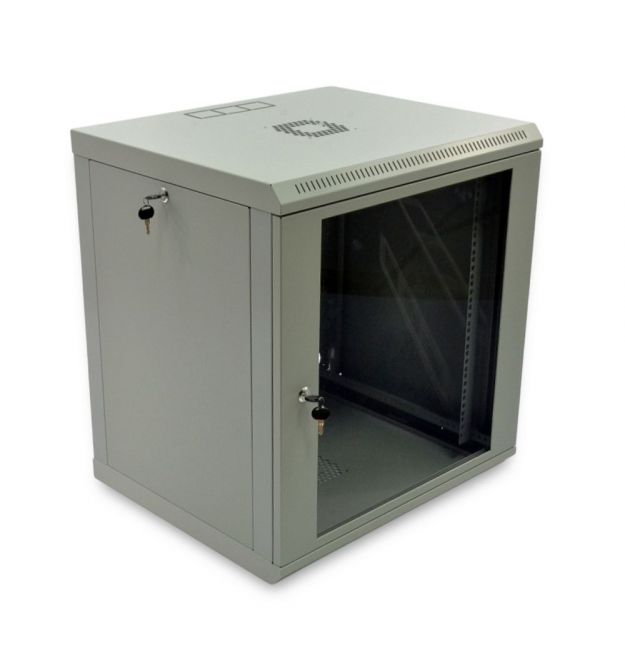 Шафа серверна SteelNet 12U 600 x 600 для мережевого обладнання (скло, сірий)