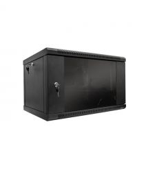 Шафа серверна SteelNet 6U 600 x 350 для мережевого обладнання (скло, чорний)