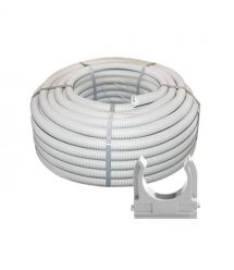 Комплект: гофротруба Light ДКС ПВХ D 32 (25 м) сіра + кліпси для гофри 32 мм (50 шт/уп) сіра
