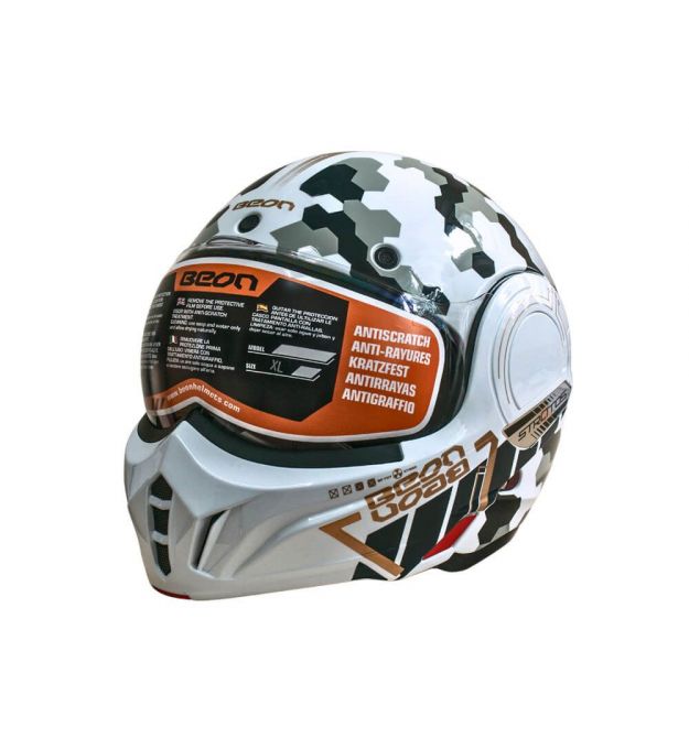 Мотошолом модуляр Beon B-707 213 SHINY WHITE (глянець білий), розмір XXL