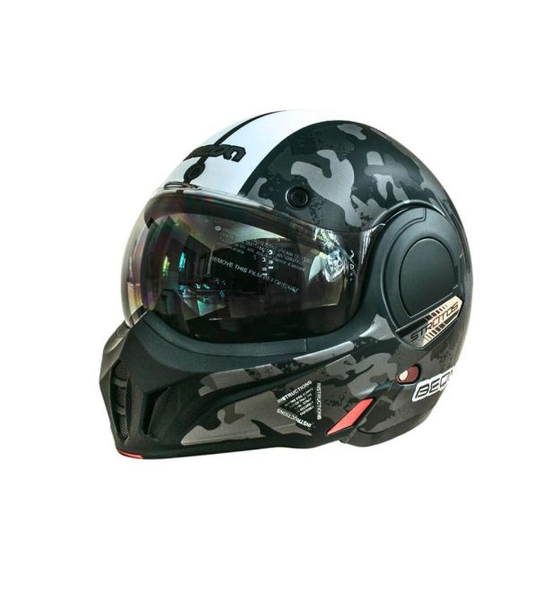 Мотошолом модуляр Beon B-707 81 MATT BLACK/GREY/WHITE (матовий чорний/сірий/білий), розмір XL