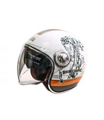 Мотошолом відкритий Beon B-108A ABS 203 SHINY CREAM/ORANGE (глянець кремовий/помаранчевий), розмір XXL
