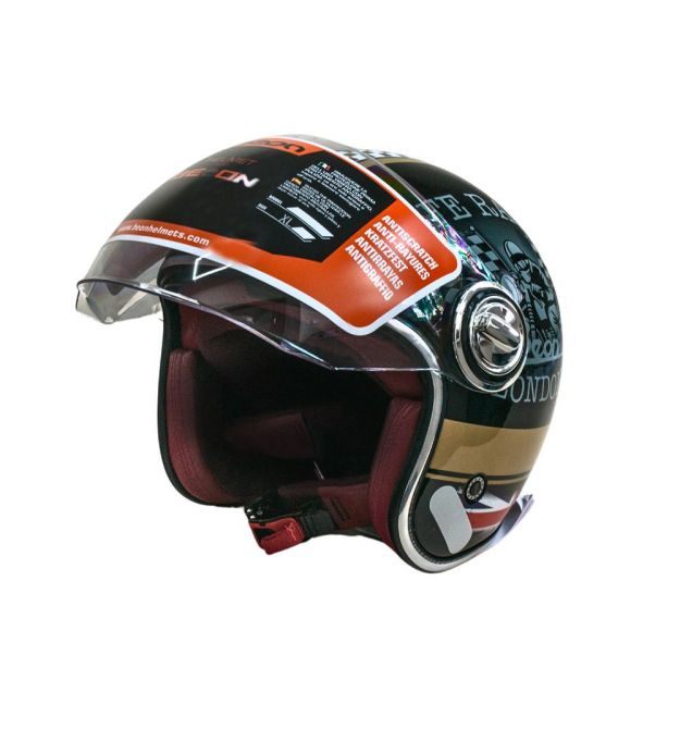 Мотошолом відкритий Beon B-108A ABS MOTO SHINY BLACK/GOLD (глянець чорний/золотий), розмір L