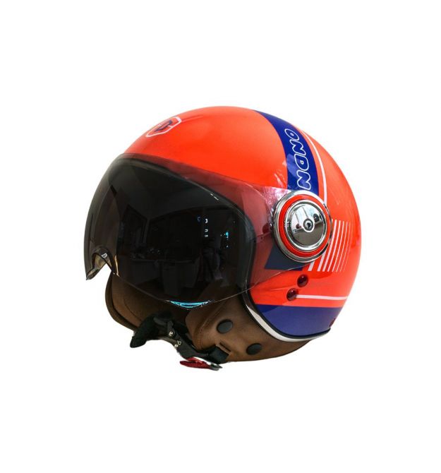 Мотошолом відкритий Beon B-110B CIRCLE SHINY ORANGE/WHITE/BLUE (глянець помаранчевий/білий/синій), розмір XL