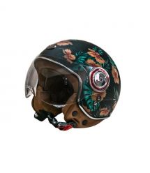 Мотошолом відкритий Beon B-110B FLOWER MATT BLACK/FLOWER (матовий чорний/квіти), розмір XL