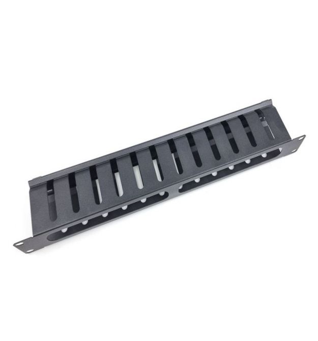 Організатор кабелю перфорований із кришкою 19" 1U чорний