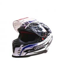 Мотошолом інтеграл Beon B-503 SINGLE VISOR ANGLE TEAR SHINY WHITE/BLUE (глянець білий/синій), розмір L
