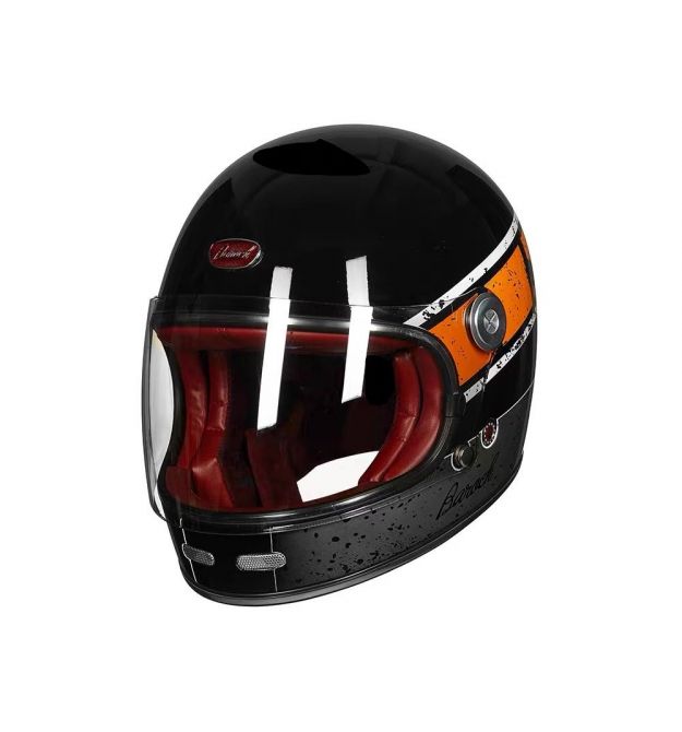 Мотошолом інтеграл Beon B-510 FIBER graffiti SHINY BLACK/ORANGE (глянець чорний/помаранчевий), розмір XL