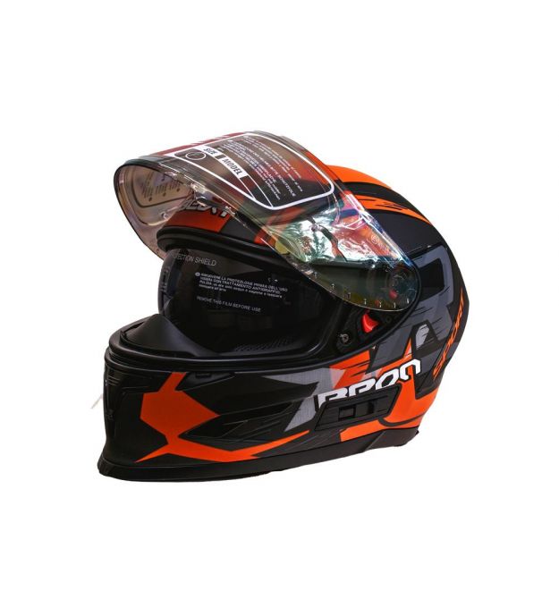 Мотошолом інтеграл Beon R MATT TITAN/ORANGE (матовий титан/помаранчевий) розмір ХL