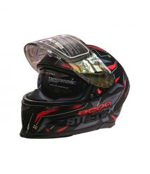 Мотошолом інтеграл Beon TECH MATT BLACK/RED (матовий чорний/червоний) розмір ХL