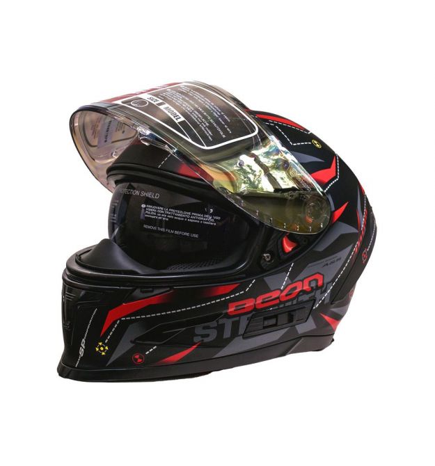 Мотошолом інтеграл Beon TECH MATT BLACK/RED (матовий чорний/червоний) розмір ХL