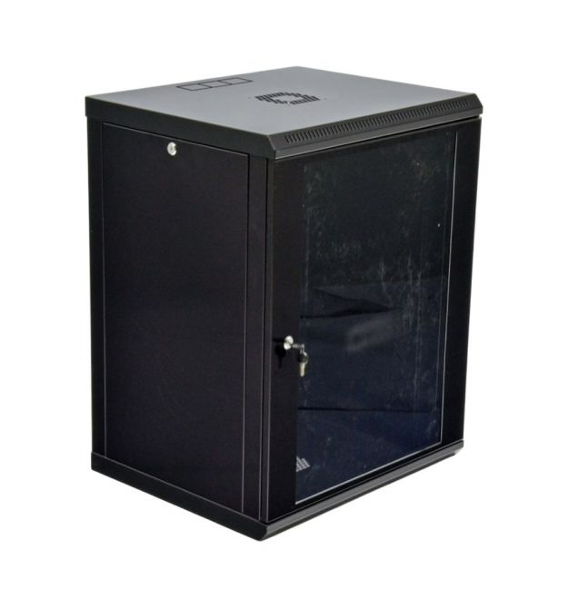 Шафа серверна SteelNet 15U 600 x 500 для мережевого обладнання (скло, чорний)