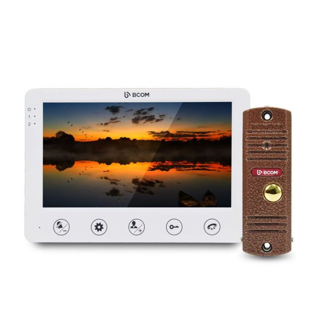 Комплект відеодомофона BCOM BD-710C Kit: відеодомофон 7" white та відеопанель copper