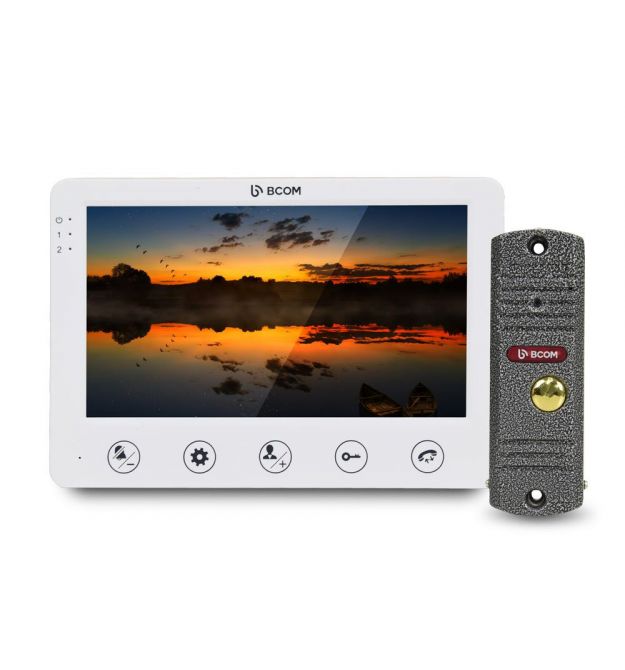 Комплект відеодомофона BCOM BD-710S Kit: відеодомофон 7" white та відеопанель silver