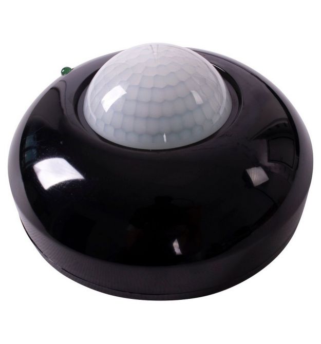Датчик руху інфрачервоний стельовий e.sensor.pir.07.black (чорний), 360°, IP20
