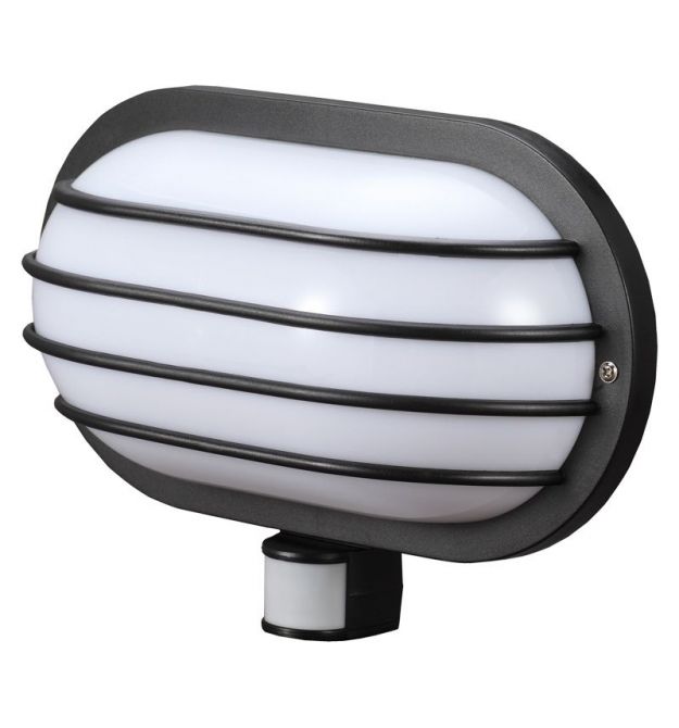 Світильник настінний з датчиком руху e.sensor.lum.69.e27.black (чорний) 180°, IP44