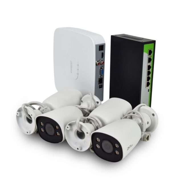 IP комплект відеоспостереження з 4 камерами ZKTeco CCTV bundle kit №1