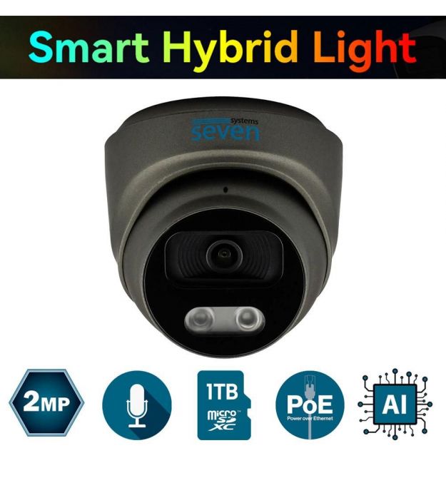 IP-видеокамера 2 Мп SEVEN IP-7212PA-DL black 2,8 мм с умной двойной подсветкой