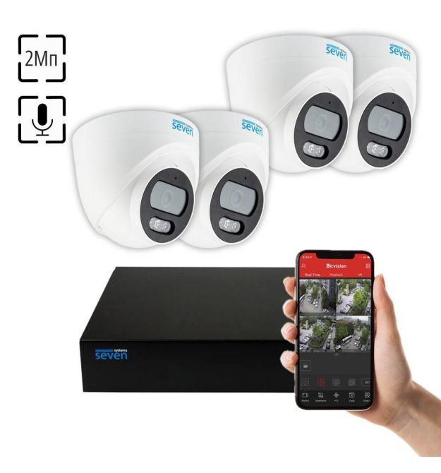Комплект для самостійного встановлення IP-відеоспостереження 2МП SEVEN 4D2KIT (2.8мм) для приміщень
