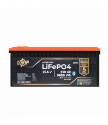 Акумулятор LP LiFePO4 25,6V - 230 Ah (5888Wh) (BMS 200A/100А) пластик Smart BT
