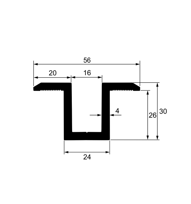 Притиск міжмодульний омегоподібний 56 - 30мм шириною 40мм без покриття