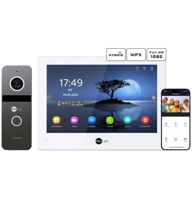 Комплект видеодомофона Neolight ALPHA Hybrid + SOLO FHD Graphite